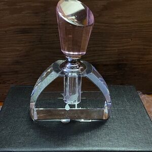 Elegant Crystal Perfume Bottle with Pink Top Young Living New in box